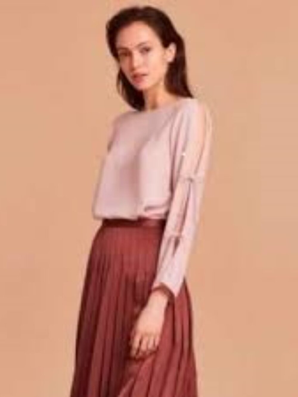 Aritzia Wilfred Pozzi long sleeve blouses open tie sleeve Pale Pink size Medium